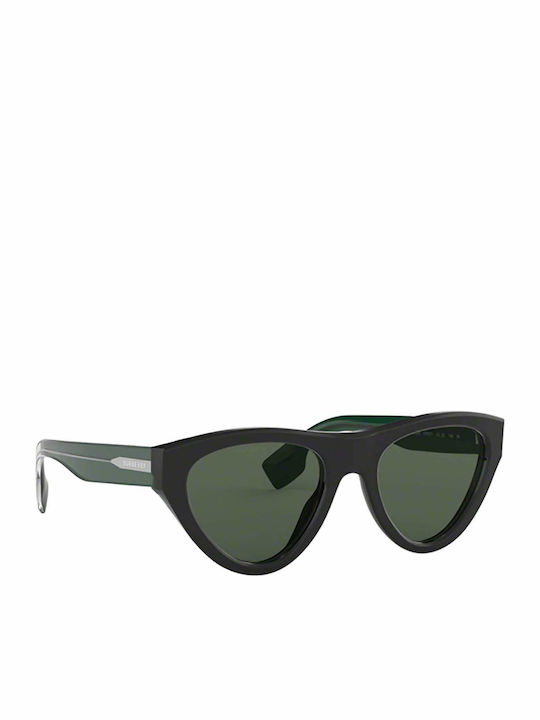 Burberry Women's Sunglasses with Black Metal Frame and Green Lens BE4285 3795/71