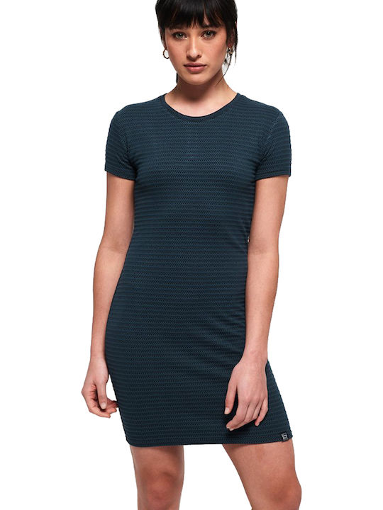 Superdry Evie Textured Tee Sommer Mini T-Shirt Kleid Grün