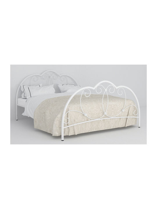 Laura Κρεβάτι Υπέρδιπλο Μεταλλικό Λευκό για Στρώμα 160x200cm