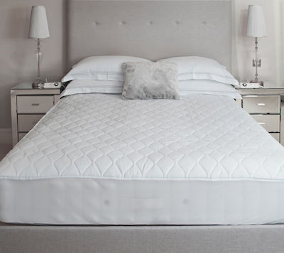 Le Blanc Super-Double Quilted Mattress Cover Fitted Cotton White 160x200cm