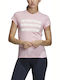 Adidas ID Damen Sport T-Shirt Gestreift Rosa