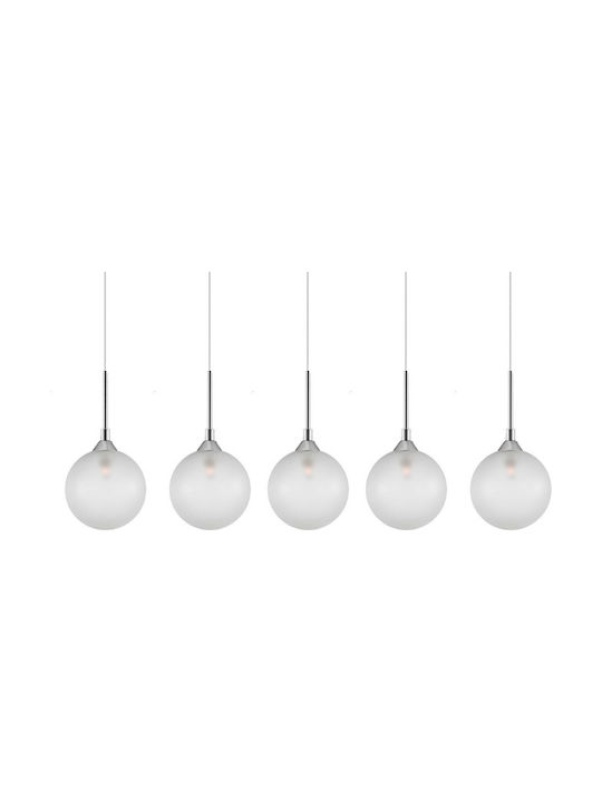 Luma Frost Chrome Pendant Light Single-Light Rail White