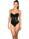 Rock Club BP4002 One-Piece Swimsuit with Open Back Black