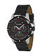 Guardo Premium Watch Chronograph Battery with Black Leather Strap