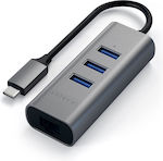 Satechi USB 3.1 Hub 3 Θυρών με σύνδεση USB-C / Ethernet Γκρι (SA-