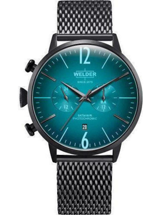 Welder Moody Ceas de Bărbat 45mm Cronograf Baterie cu Brățară din Metal Neagră