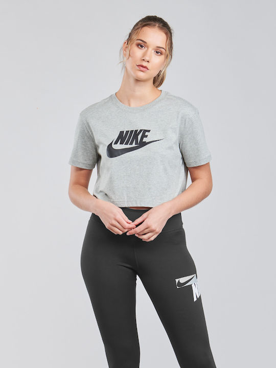 Nike Sportswear Women's Athletic Crop Top Short Sleeve Gray BV6175