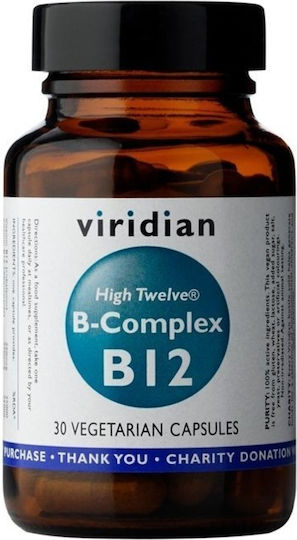 Viridian High Twelve B-Complex Βιταμίνη για Ενέργεια, Ενίσχυση του Ανοσοποιητικού & το Νευρικό Σύστημα 1000mg Energy 30 κάψουλες