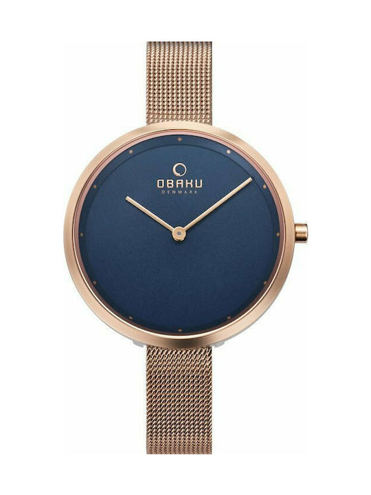 Obaku Dok Watch with Pink Gold Metal Bracelet