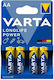 Varta 4 Pack Alkaline Batteries AA LongLife Power 1.5V