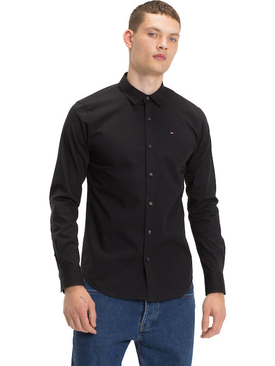 Tommy Hilfiger Men's Shirt with Long Sleeves Slim Fit Black DM0DM04405078