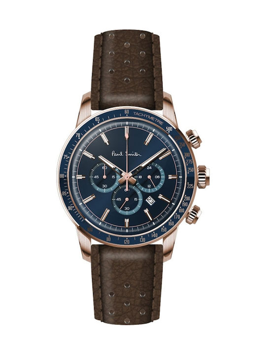 Paul Smith Watch Chronograph Battery with Brown Leather Strap PS0110006