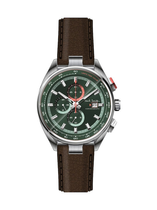 Paul Smith Watch Chronograph Battery with Brown Leather Strap PS0110013