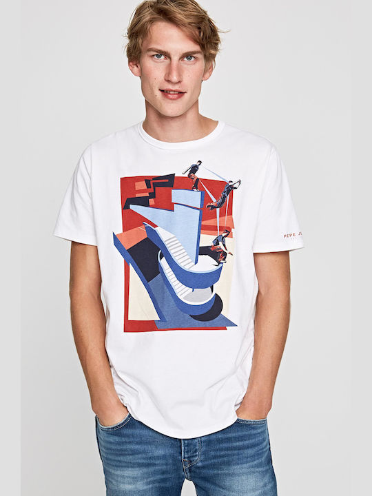 Pepe Jeans Jansen T-shirt Bărbătesc cu Mânecă Scurtă Alb