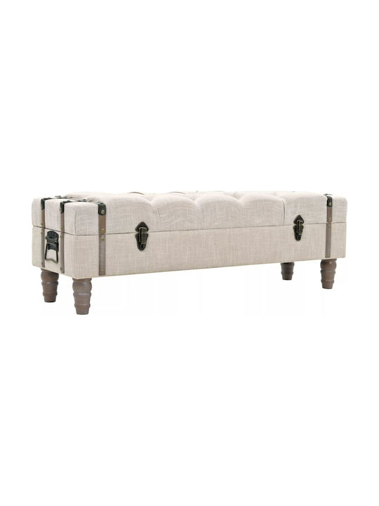 Stool Bench Stool Upholstered with Fabric Beige 111x34x37cm