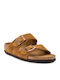 Birkenstock Arizona Soft Footbed Suede Leather Women's Flat Sandals Anatomic In Tabac Brown Colour 1009527