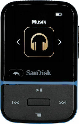 Sandisk Clip Sport Go MP3 Player (32GB) με Οθόνη LED LCD 1.22" Μπλε