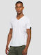 Replay Herren T-Shirt Kurzarm mit V-Ausschnitt Weiß