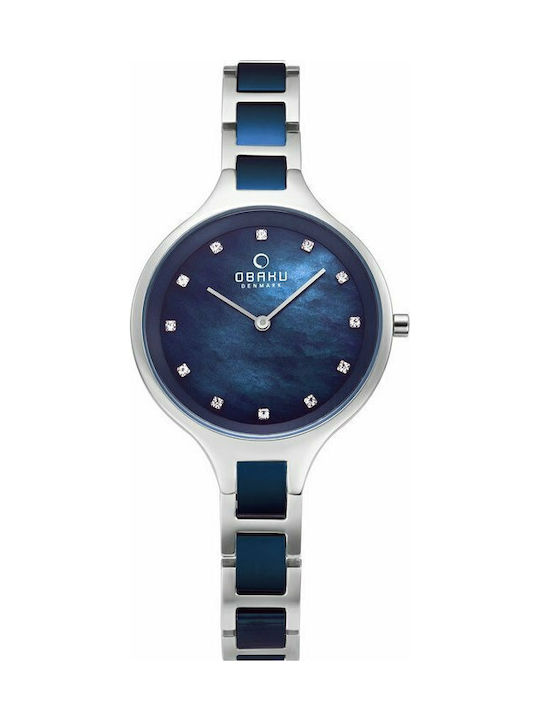 Obaku Iris Часовник с сребърен Метална Гривна