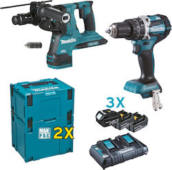 Makita Set Impact Drill Driver & Hammer 18V with 3 5Ah Batteries and Case