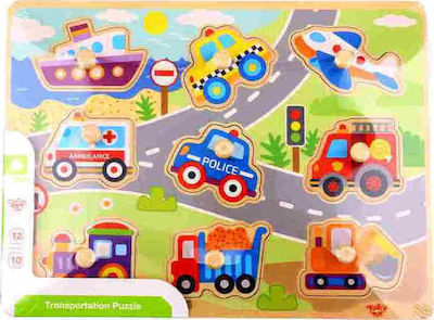 Holz Kinder Steckpuzzle Vehicles 9pcs Tooky Toys