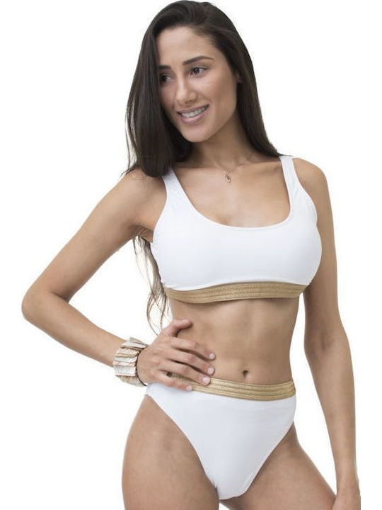 Rock Club Sports Bra Bikini Top BP-2068 White BP2068.white