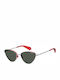 Polaroid Women's Sunglasses with Red Metal Frame and Black Polarized Lens PLD6071/S/X J2B/M9