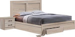 Κρεβάτι Διπλό Ξύλινο Life με Συρτάρια & Τάβλες 140x190cm