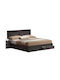Life Κρεβάτι Διπλό Ξύλινο Zebrano με Συρτάρια & Τάβλες 140x190cm