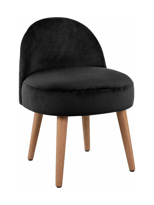 Stool For Living Room with Backrest Upholstered with Velvet Yasmine Black 47x43x63.5cm