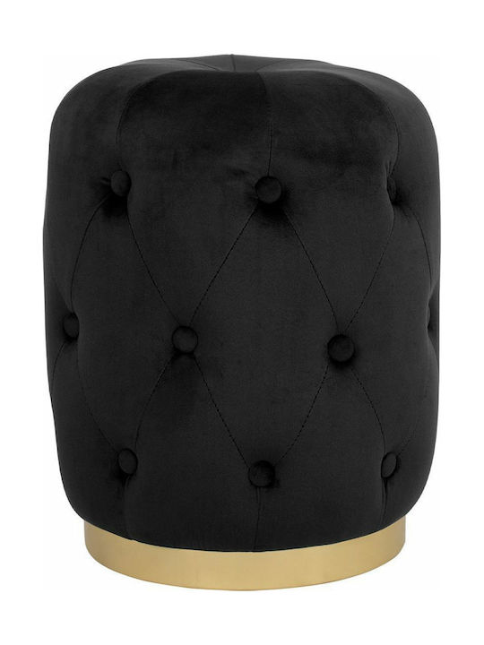 Stool For Living Room Upholstered with Velvet Torrie Black 37x37x46cm