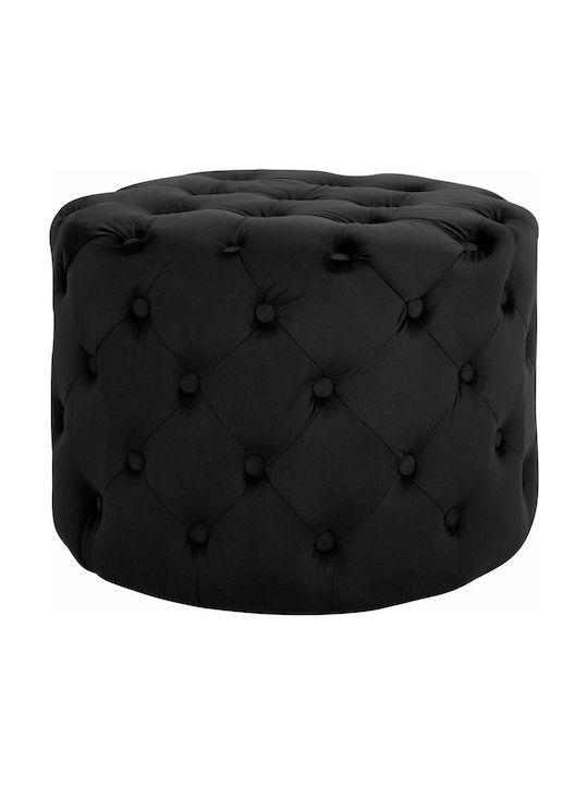 Stool For Living Room Upholstered with Velvet Kassie Black 60x60x43cm