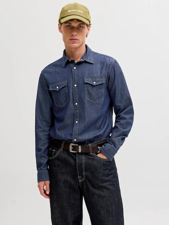 Jack & Jones Μακρυμάνικo Τζιν Πουκάμισο σε Στεν...