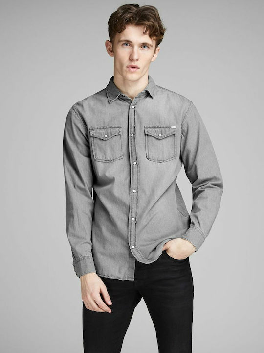 Jack Jones Long-sleeved Denim Shirt Light Grey 12138115