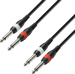 Adam Hall K3TPP0100 2x 6,3 Mm De Sex Masculin - 2x 6,3 Mm De Sex Masculin 1m
