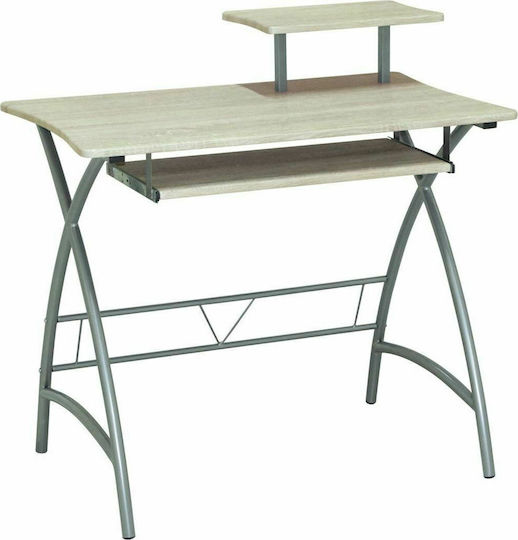 Schreibtisch Holz Beige mit Metallbeinen 90x55x90cm