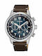 Citizen Herrenuhr 43mm Chronograph Eco - Antrieb mit Braun Kautschukarmband