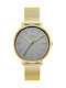 Vogue Mirror Lady Watch with Gold Metal Bracelet