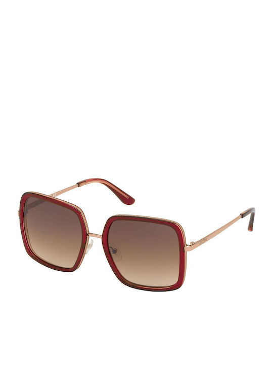 Guess Women's Sunglasses with Burgundy Frame and Brown Gradient Lens GU7602 74G