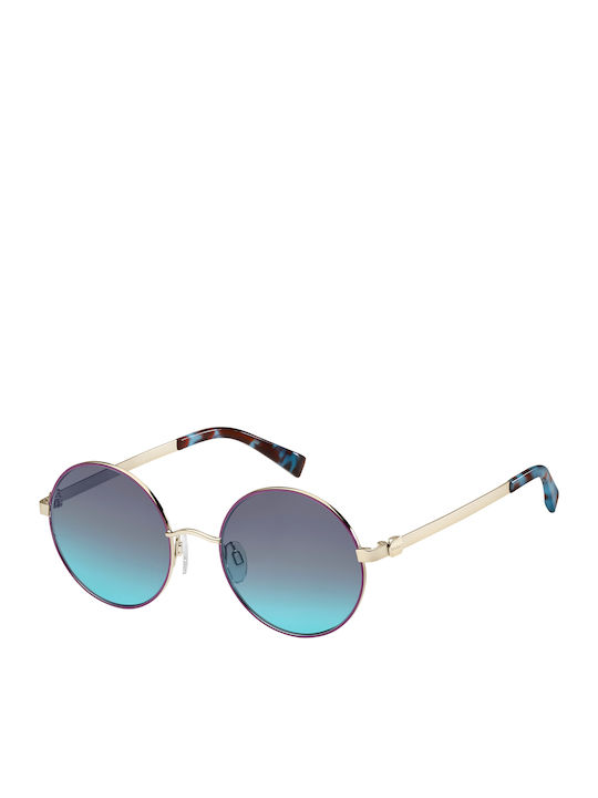 Max & Co Women's Sunglasses with Burgundy Metal Frame and Blue Gradient Mirror Lens