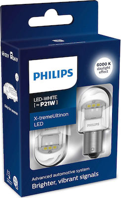 Philips Lampen Auto X-tremeUltinon Gen2 P21W LED 6000K Kaltes Weiß 12-24V 2.7W 2Stück