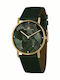 Jacques Lemans York Crystals Дамски Часовник 37mm Кварцов с Зелен Кожен Каишка