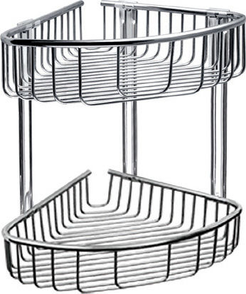 Karag Reti Ъглов Стенен Рафт за баня Inox с 2 рафта 21x21x33см Сребриста