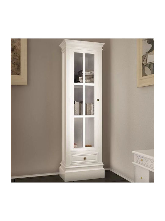 Витрина за дневна от MDF със стъкло Бяла 41x26x147см