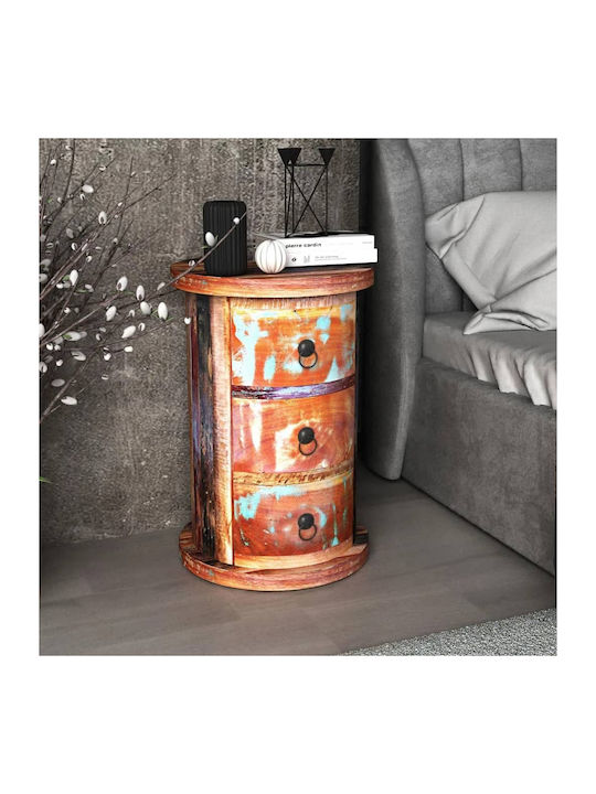 Sertar de depozitare din lemn masiv cu 3 sertare Colorat L30xW30xH45buc