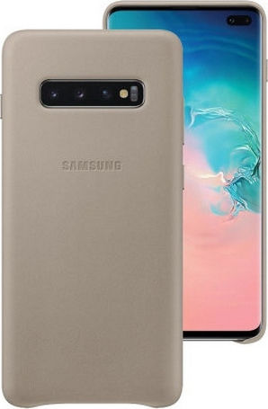 Samsung Leather Cover Umschlag Rückseite Leder Gray (Galaxy S10+)
