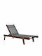 Deckchair Wooden with Textilene Fabric Gray 202.5x66.5x30.5cm.