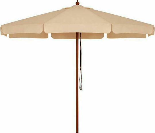 Professional Round Wooden Parasol Waller Beige Φ3xH2.3m