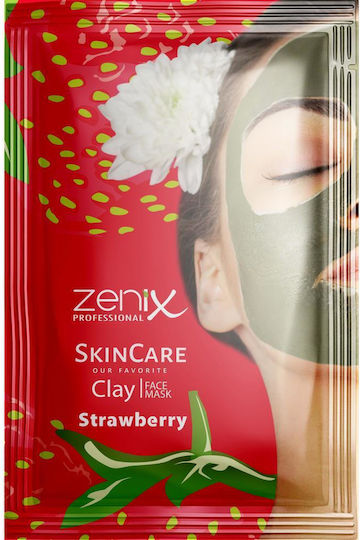 Zenix Clay Face Mask Sachets Strawberry Μάσκα Ομορφιάς Προσώπου για Καθαρισμό Με Άργιλο 20gr
