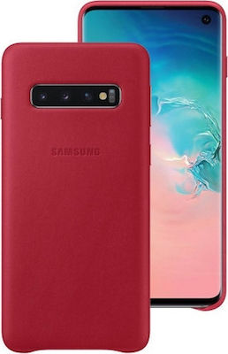 Samsung Leather Back Cover Κόκκινο (Galaxy S10)